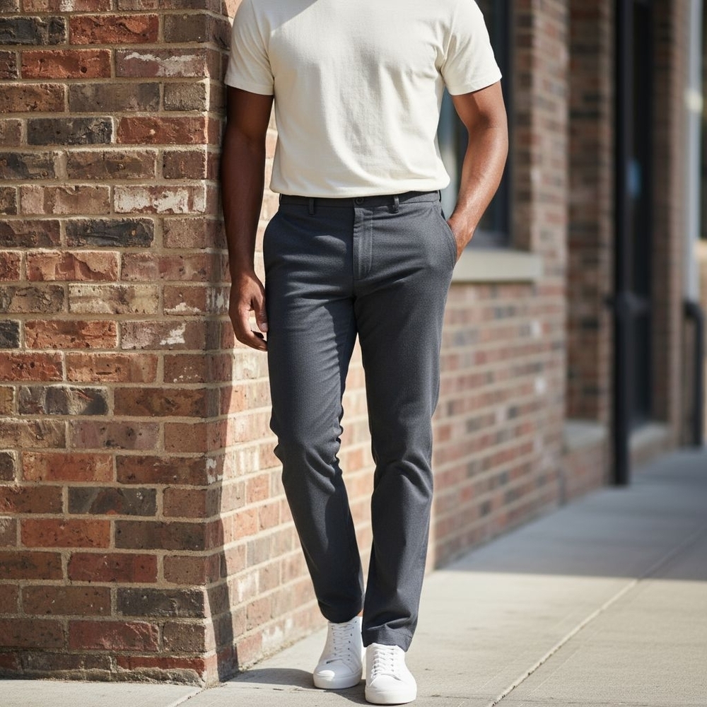 jf j.ferrar Men's Classic Charcoal/Black Chinos